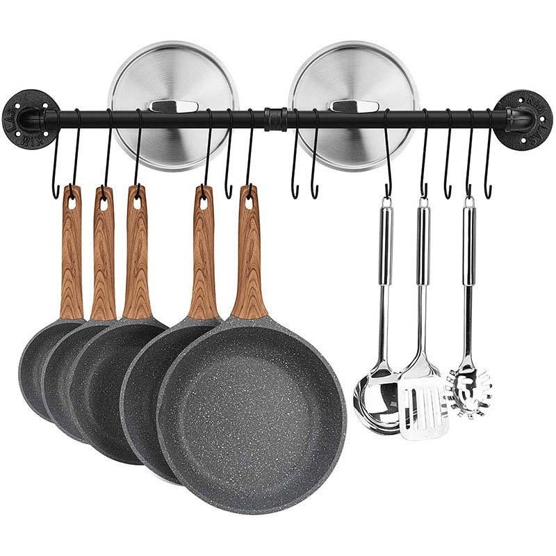 Home DIY Industrial Utensils Wall Hanger Iron Pipe Clothes Rack Bathroom Kitchen Towel Bar with 10 Hook