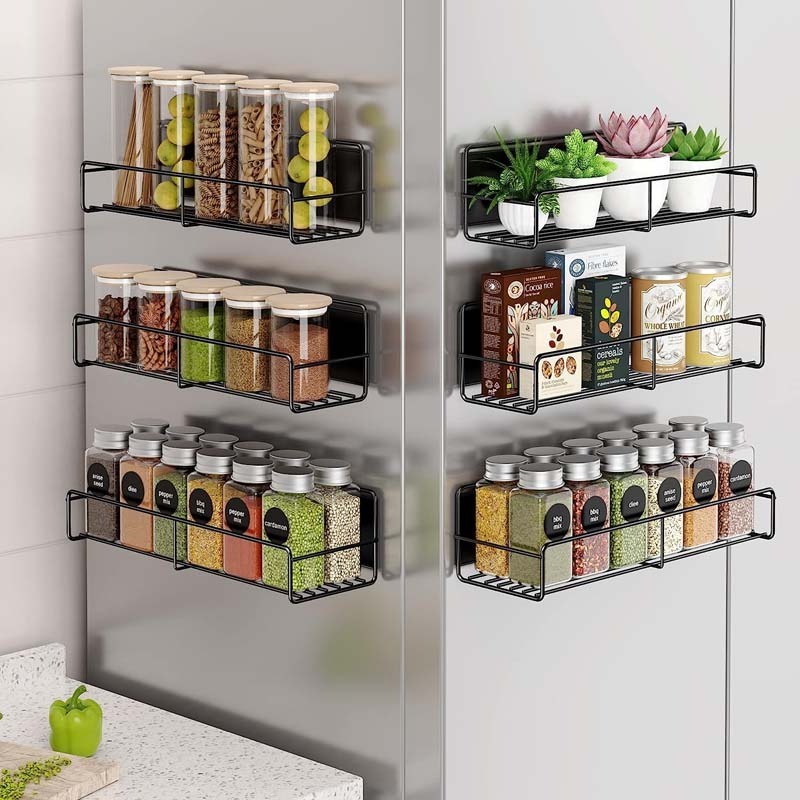 In Stock 4 Pack Moveable  Adhesive Storage Fridge Magnetic Spice Racks