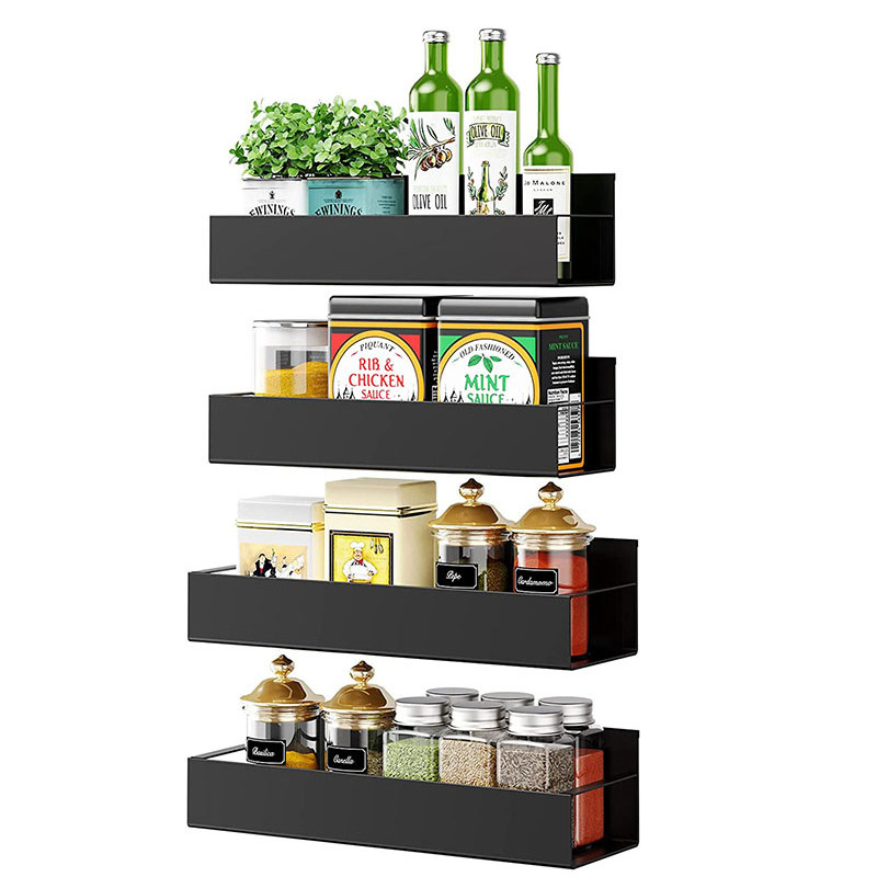 Most Popular 4-Pack Metal Moveable Fridge Spice Shelf Magnetic Spice Rack Organizer