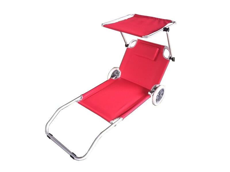 Aluminum frame foldable Beach Sun Lounger chair with Wheel canopy bed beach lounge bed