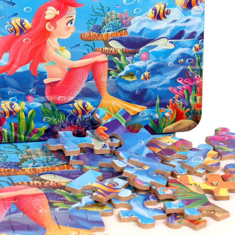 2023 60 Pieces Iron Box Wooden Kids 3D Puzzle Children Cartoon Early Educational Toy the Animal Pattern Puzzles