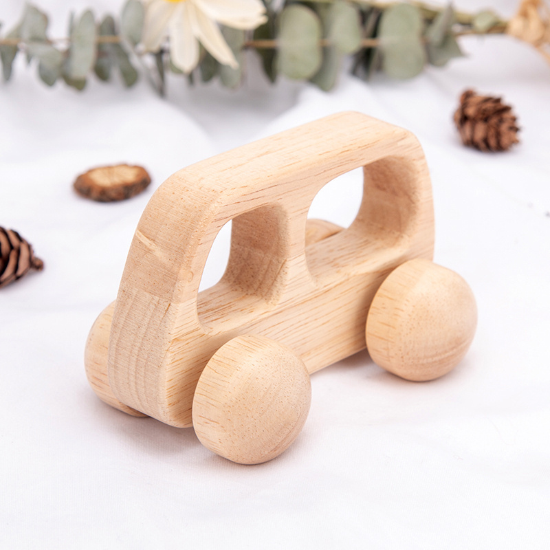 ODM OEM Hot Sale Educational Wooden Toddler Car Toy With Wheels Animal Shaped Wood Car  for Kids Gift