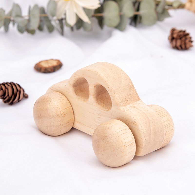 ODM OEM Hot Sale Educational Wooden Toddler Car Toy With Wheels Animal Shaped Wood Car  for Kids Gift