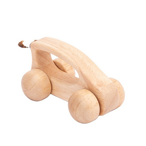 ODM OEM Hot Sale Educational Wooden Toddler Car Toy With Wheels Animal Shaped Wood Car  for Kids Gift