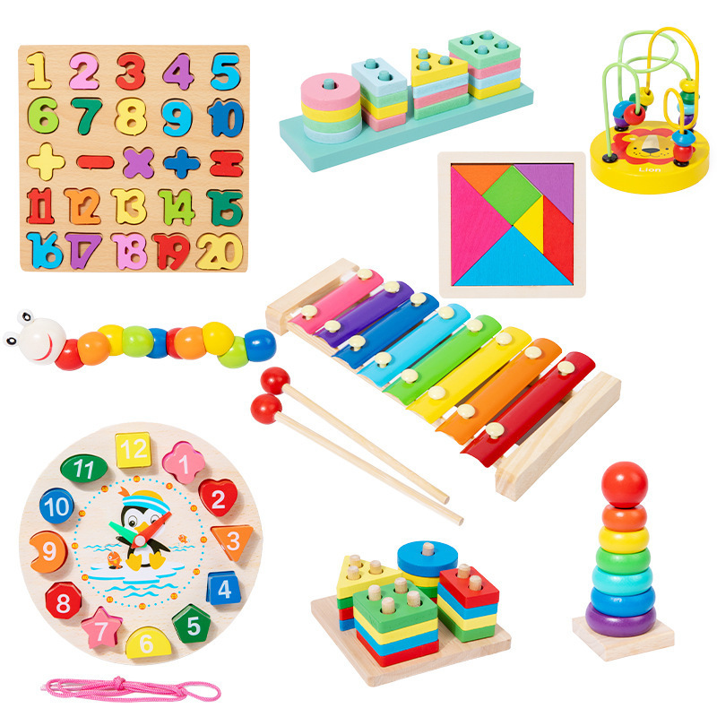 Trending Wooden Baby Intellectual Development Toys Early Learning Educational Montessori Toys for 1 to 3-year-old Boys Girls