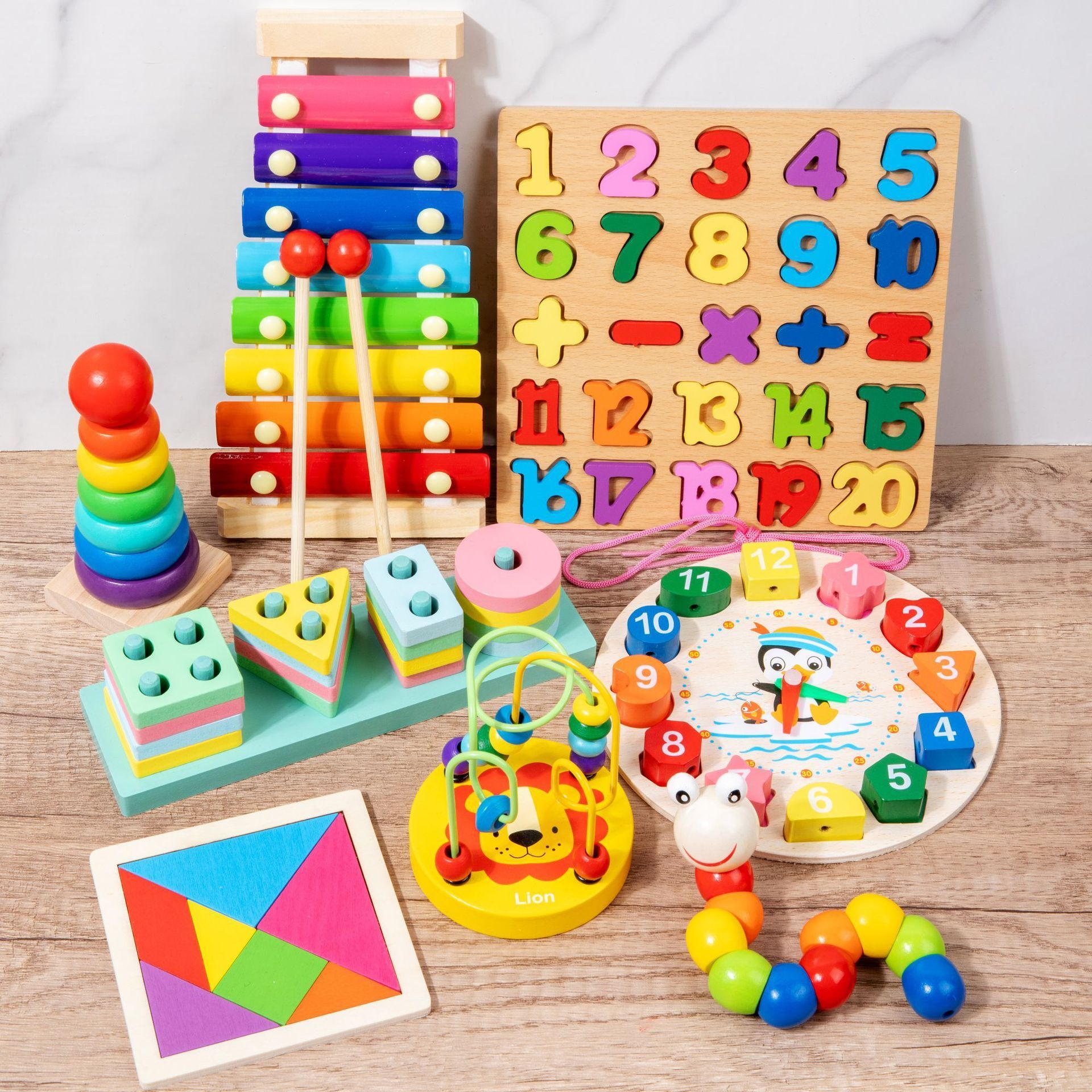 Trending Wooden Baby Intellectual Development Toys Early Learning Educational Montessori Toys for 1 to 3-year-old Boys Girls