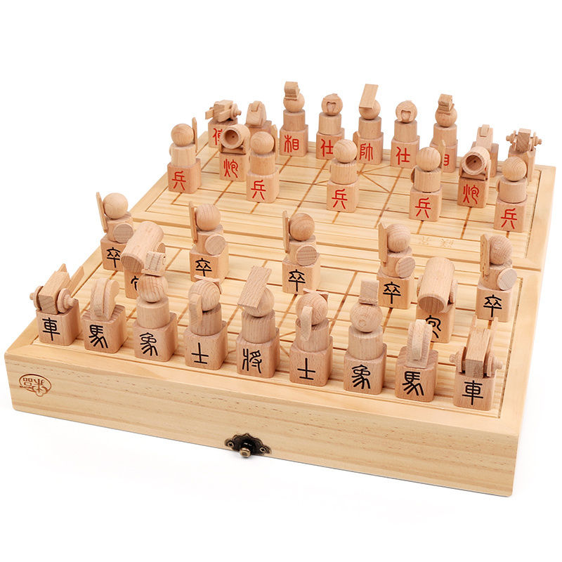 Hot Wooden Chinese three-dimensional chess set children chess board with chess pieces for adult training