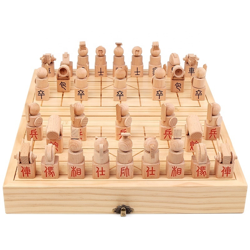 Hot Wooden Chinese three-dimensional chess set children chess board with chess pieces for adult training