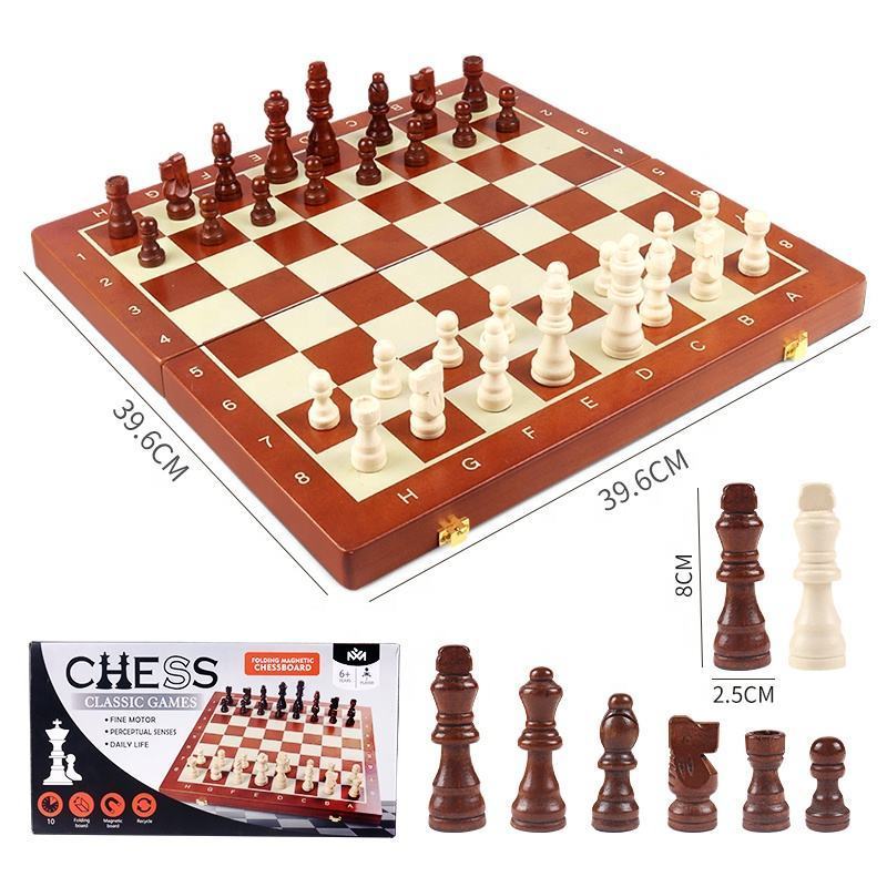 High quality classic wooden magnetic chess game set folding wooden chess board with chess