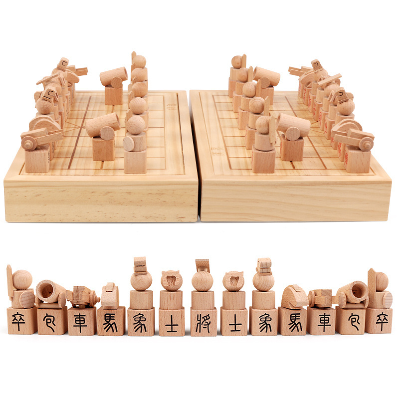 Hot Wooden Chinese three-dimensional chess set children chess board with chess pieces for adult training