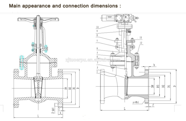 Intelligent remote control multi-turn electric actuator 380v 220v gate valve pn16 flange end ductile iron