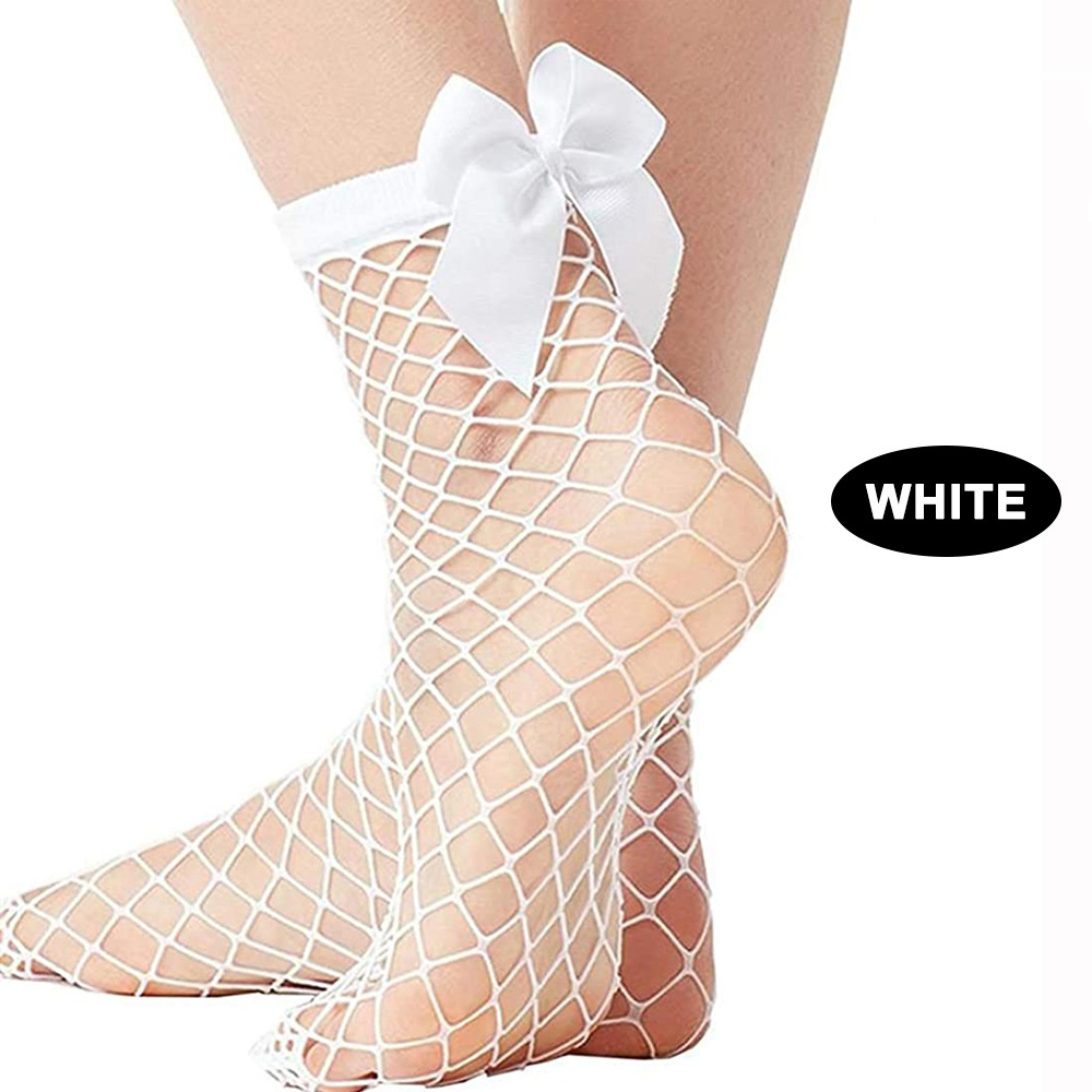 girls fishnet socks with bow color socks fishnet glitter socks women