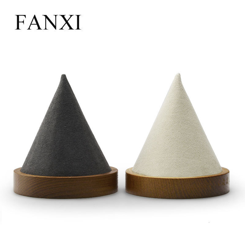 Luxury Cone Earring Holder Desktop Wood Necklace Jewelry Watch Display Stand For Jewelry Display