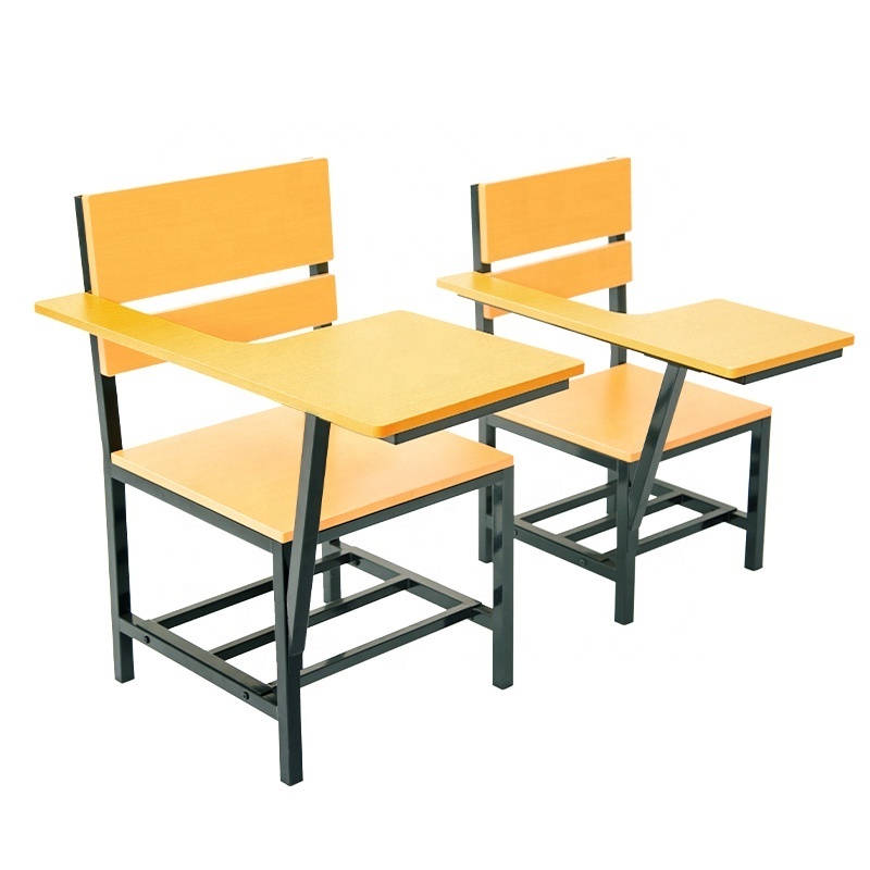 Training Room Chair and Desk Classroom Furniture Wooden School Chairs Philippines Student Chair with Writing Pad School Supplies