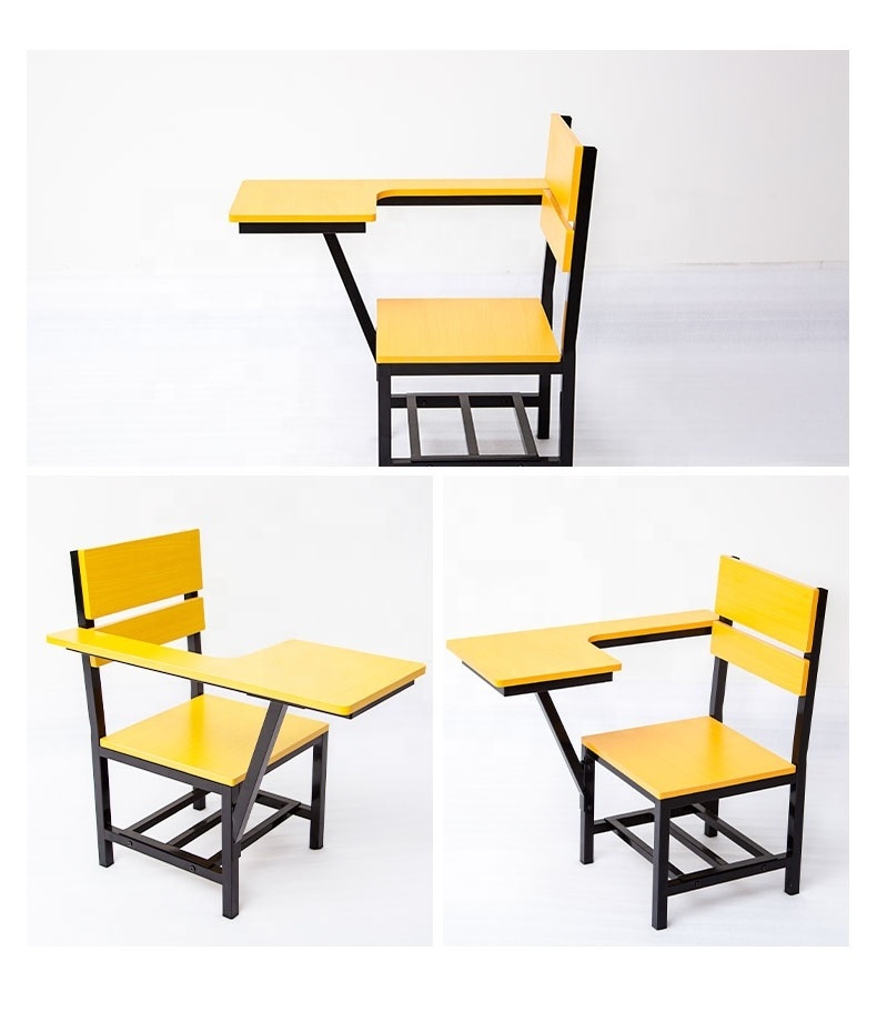 Training Room Chair and Desk Classroom Furniture Wooden School Chairs Philippines Student Chair with Writing Pad School Supplies