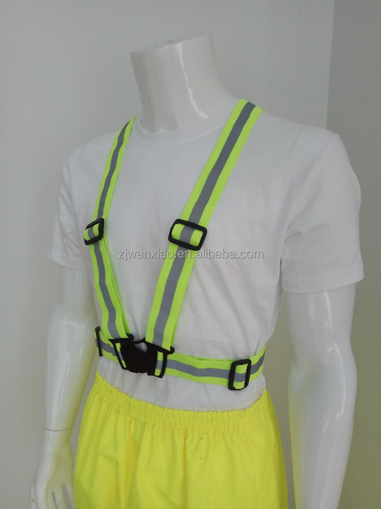 Fluo Hi Vis Elastic Adjustable Reflective Belt Running Bicycle Safety Vest With Buckle belt vest