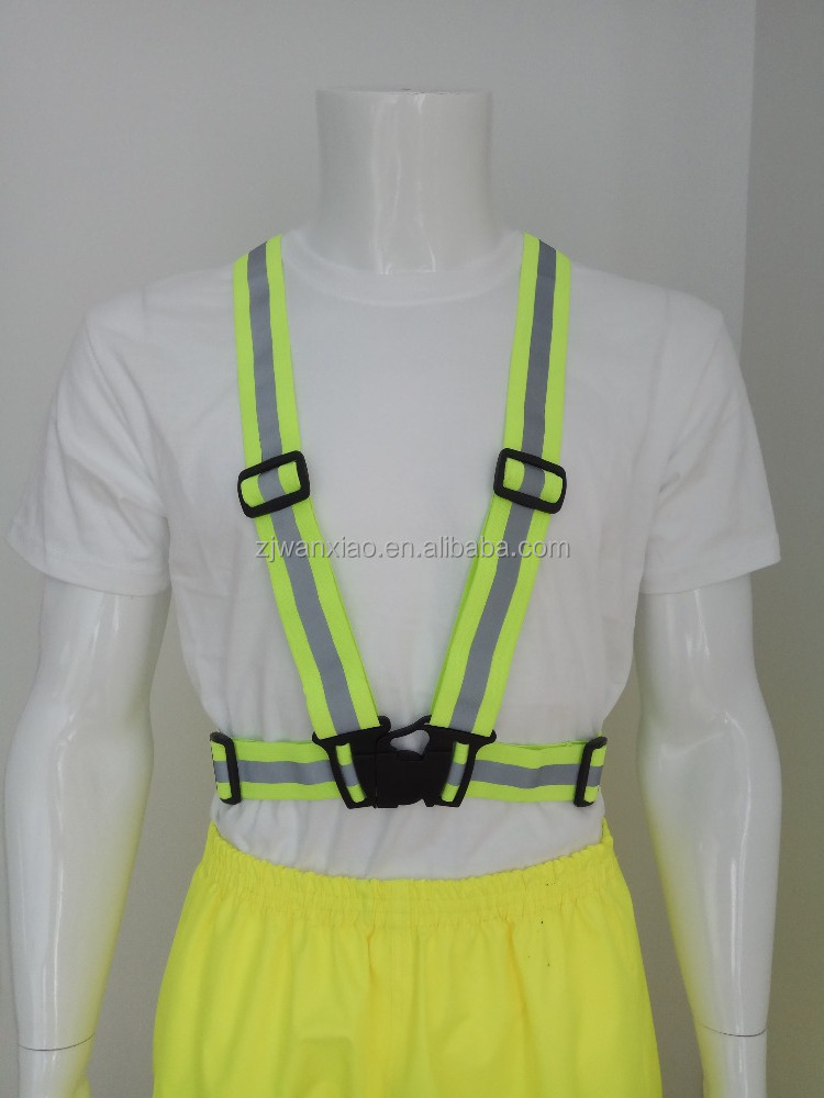 Fluo Hi Vis Elastic Adjustable Reflective Belt Running Bicycle Safety Vest With Buckle belt vest