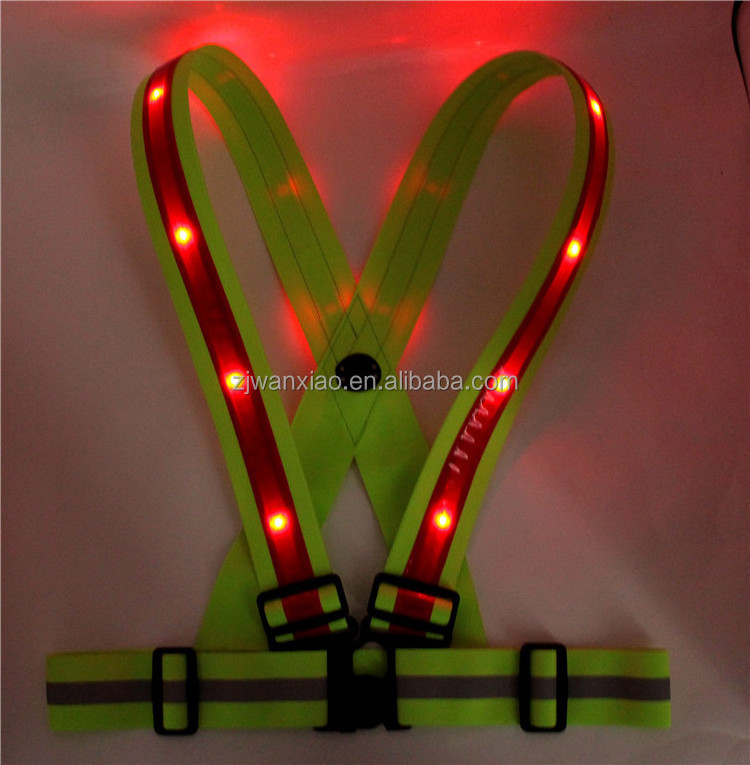 Red Flashing Led Safety Vest High Visibility Reflective Jogging Vest Running Vest For Women