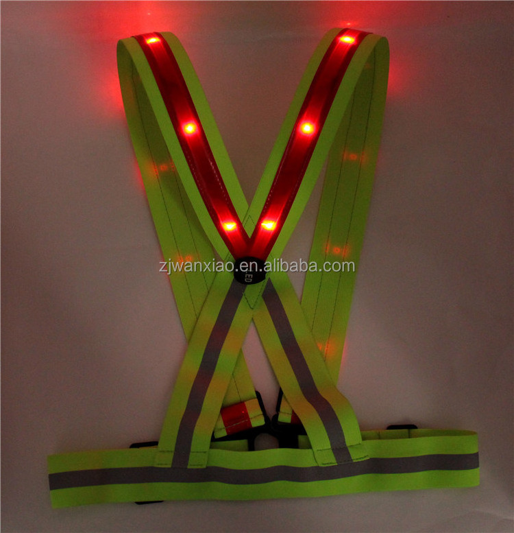 Red Flashing Led Safety Vest High Visibility Reflective Jogging Vest Running Vest For Women