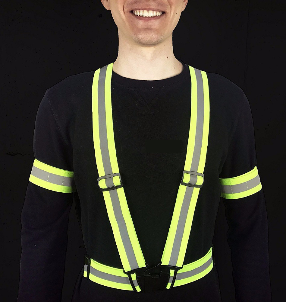 Reflective Safety Vest Running Gear - High Visibility Reflective Belt, Comfortable Elastic Polyester Fabric - for Men and Women