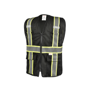 wholesale high visibility black safety reflective vest with pockets