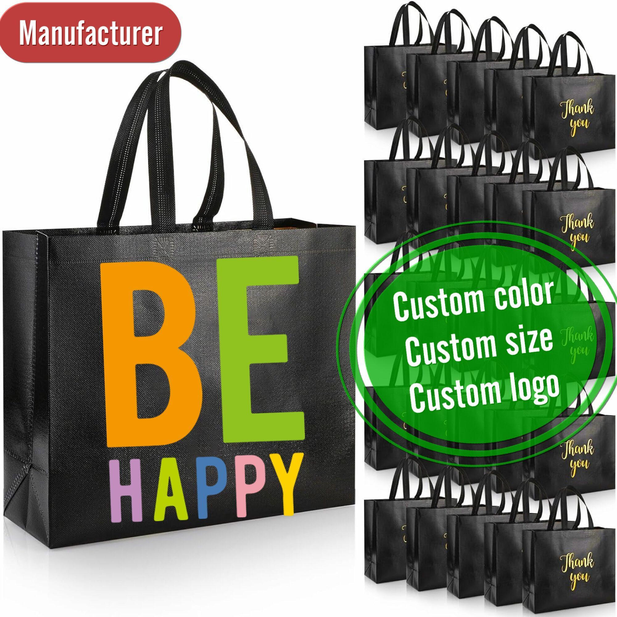 Custom Heavy Duty Foldable shopping tote bag supermarket Kitchen laminated PP non woven Reusable Grocery Bags