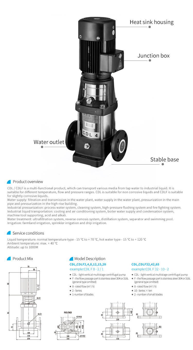 high pressure multi stage water pump Stainless Steel ro diaphragm booster pump factory price