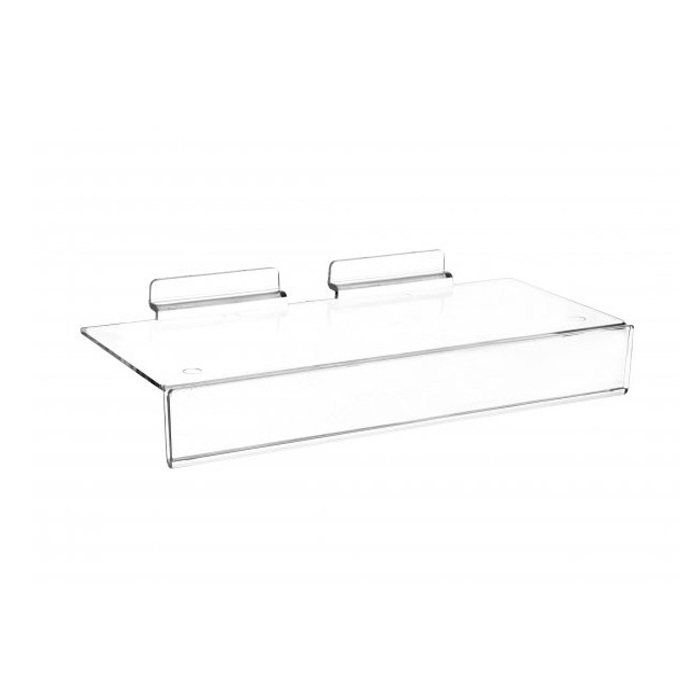 Wholesale clear acrylic slatwall shoe shelf with sign holder