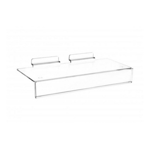 Wholesale clear acrylic slatwall shoe shelf with sign holder