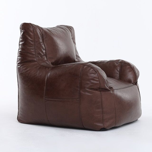 European style living room furniture set waterproof unfilled bean bag sofas leather brown