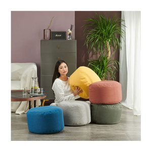 Wholesale Living Room Furniture Pouf Round Fabric Giant Ottoman Foot Stool Big Ottoman Bean Bag