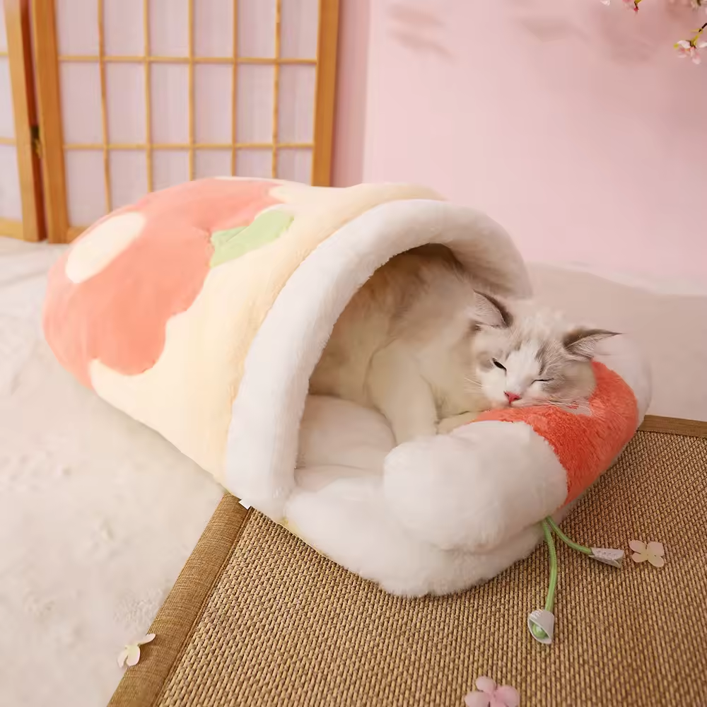 Japanese Style Removable Washable Cat Bed Sleeping Bag Pillow Quilt Cat Set