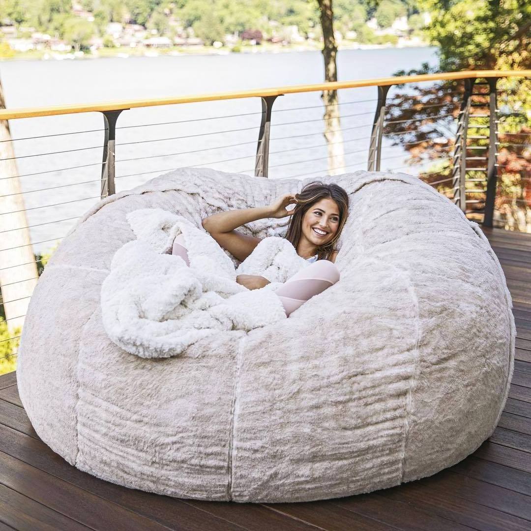 Hot selling bean bag bed memory foam big luxury fluffy shredded giant bean bag bed