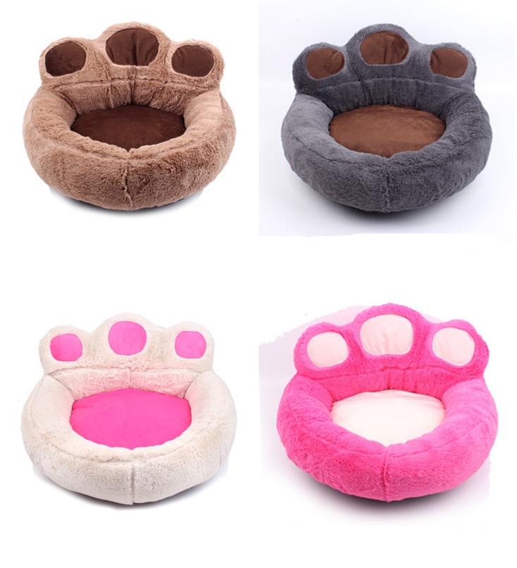 wholesale cheap soft washable paw shaped plush pet cat dog beds winter warm pet beds