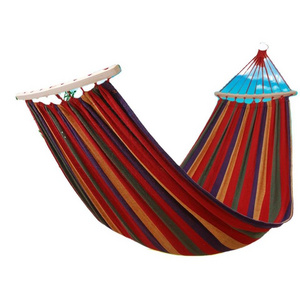 Outdoor Canvas Hanging Hammock Colorful Safe Wooden Stick Camping Hammock