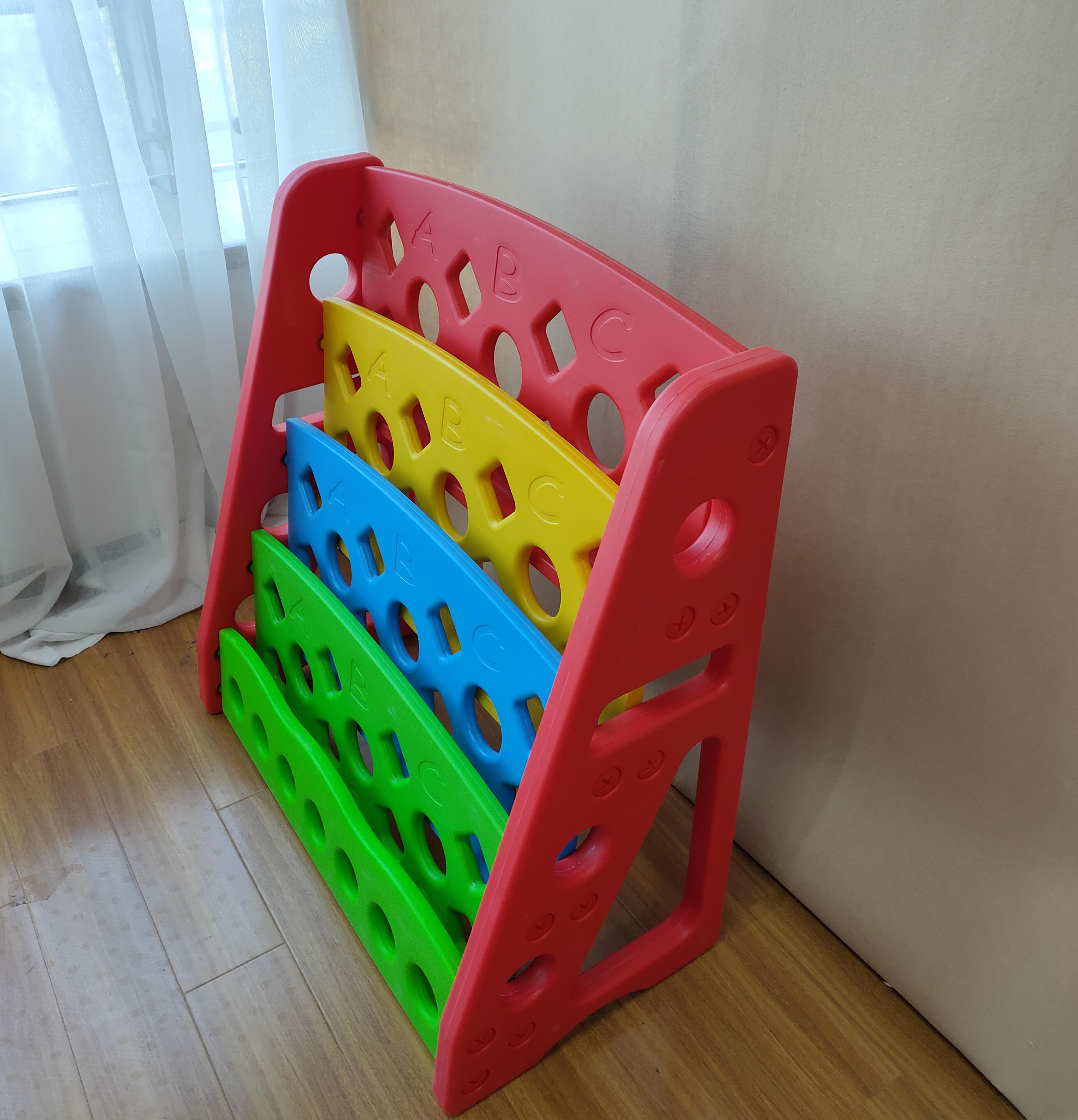 Kids book organizer, portable plastic children bookcase bookshelf