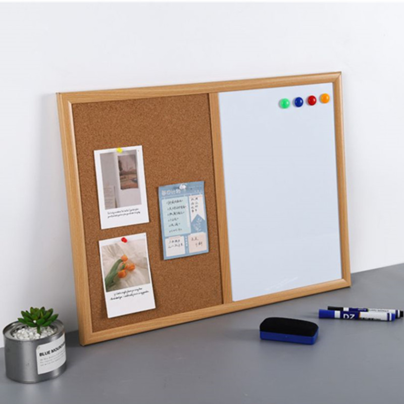 Wooden Frame magnetic whiteboard cork pin board home Combi- Board