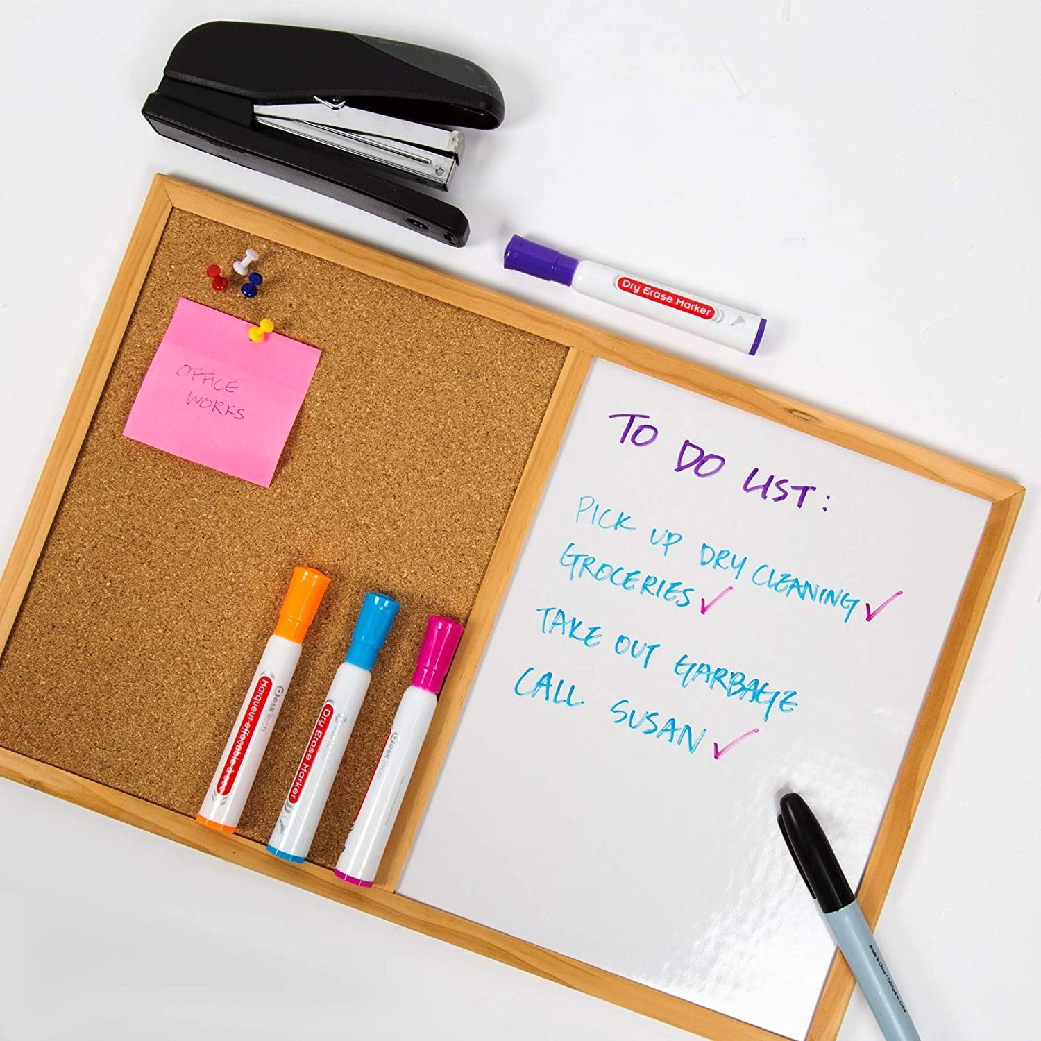 Wooden Frame magnetic whiteboard cork pin board home Combi- Board