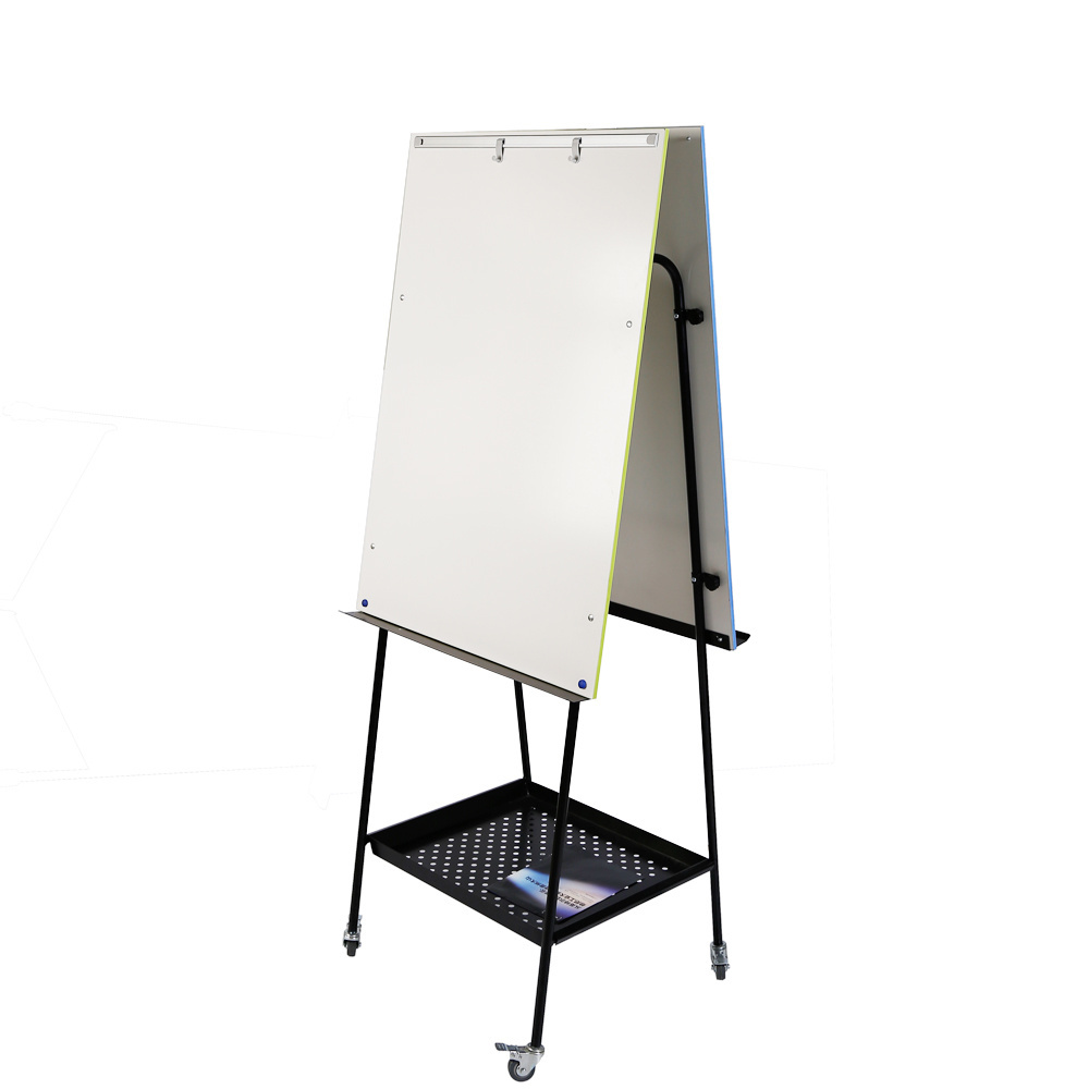 A stand Double Sides Whiteboard, Multi-functional , tilted Angle for better writing, with paper clips and shelving