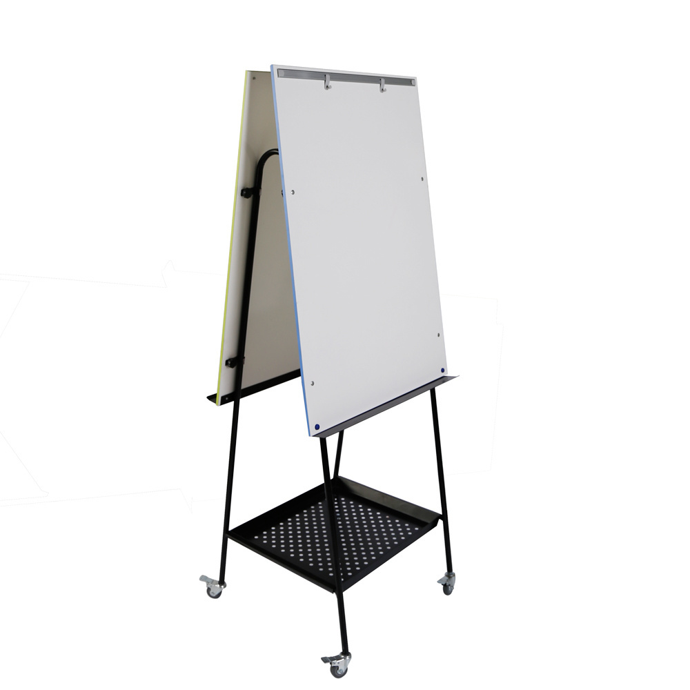 A stand Double Sides Whiteboard, Multi-functional , tilted Angle for better writing, with paper clips and shelving