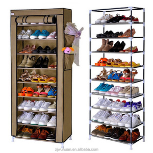 9 shelf brown Non-woven shoe rack storage enclosure