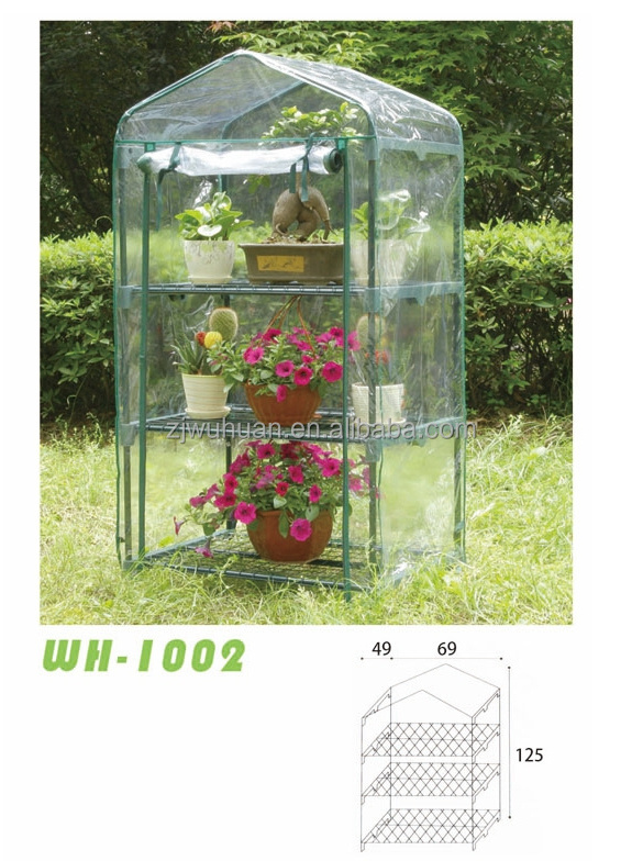 Outdoor Portable Mini 4 Shelves PVC Greenhouse for Deck&Patio