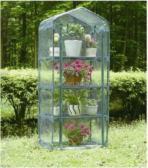 Outdoor Portable Mini 4 Shelves PVC Greenhouse for Deck&Patio