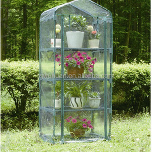 Outdoor Portable Mini 4 Shelves PVC Greenhouse for Deck&Patio