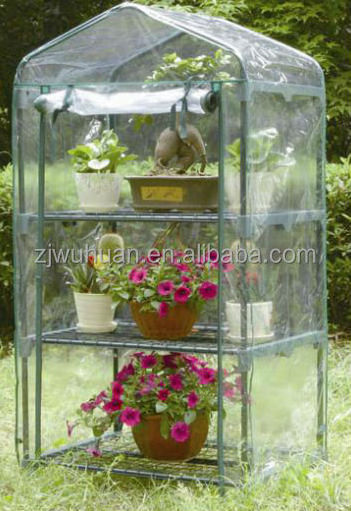 Outdoor Portable Mini 4 Shelves PVC Greenhouse for Deck&Patio