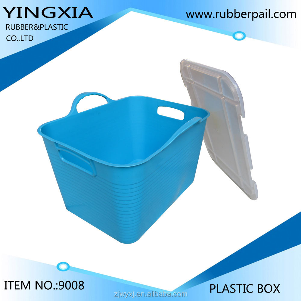 Flexible Plastic toy storage bucket,PE tub with cover