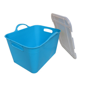 Flexible Plastic toy storage bucket,PE tub with cover