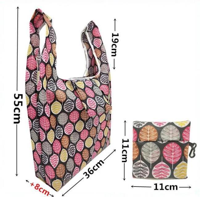 Reusable grocery shopping promotion sublimation printed 190T 210D foldable polyester gift tote bag with pouch