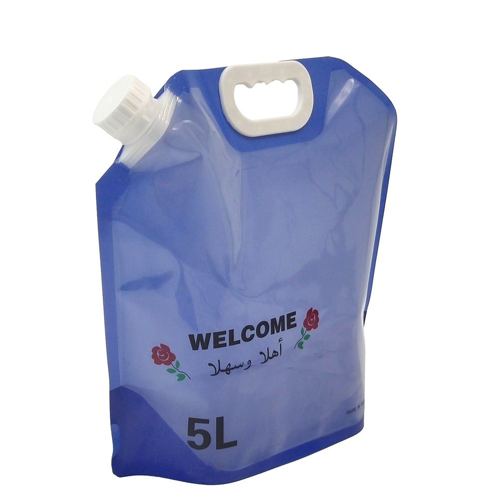 Factory  manufacture custom printing spouted pouch with plastic handle leakproof shaped pouch with nozzle