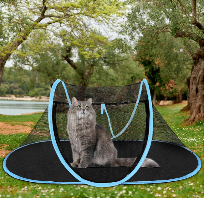 Pop Up Lounger Tent Pet Cat Foldable Kennel Comfy Puppy House Washed Fabric Cover,Balcony &RV Travel Playpen with Hand Bag